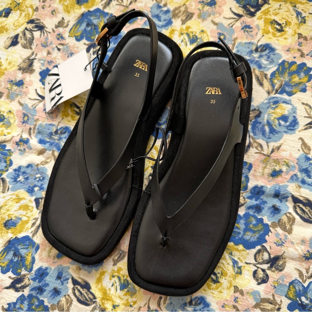 NWT Zara Platform Leather Sandals size 35